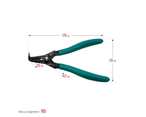 Съемник стопорных колец 180 мм, изогнутые губки, внешний KRAFTOOL 22812-4