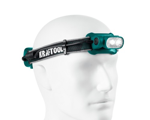 Аккумуляторный налобный фонарь 1000мАч 3ААА KH-10, Hybrid power, 500 лм, 5 режимов KRAFTOOL 56452
