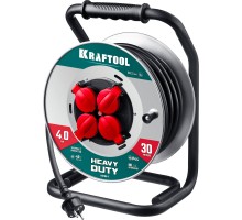Силовой удлинитель на стальной катушке КГ 3х2.5 30м 4000Вт IP44, HEAVY DUTY KRAFTOOL 55086-30_z01