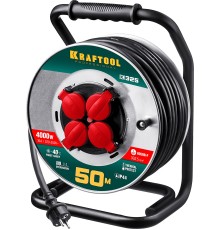Силовой удлинитель на стальной катушке K-325, КГ, 3x2.5 мм2, 50 м, 4000 Вт, IP44 KRAFTOOL 55086-50