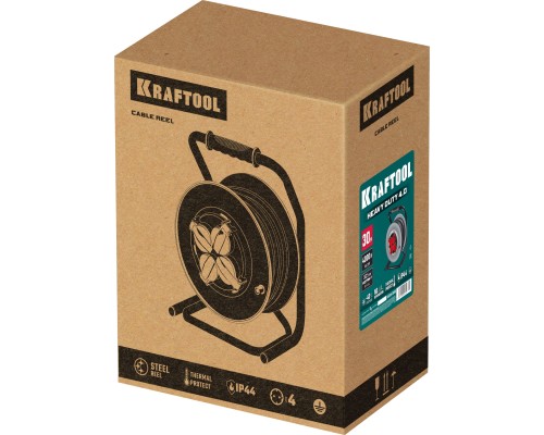 Силовой удлинитель на стальной катушке КГ 3х2.5 30м 4000Вт IP44, HEAVY DUTY KRAFTOOL 55086-30_z01
