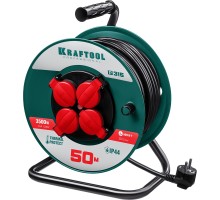 Силовой удлинитель на катушке P-315, ПВС, 3x1.5 мм2, 50 м, 3500 Вт, IP44 KRAFTOOL 55084-50