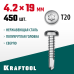 Саморез нержавеющий DS-P, 19x4.2 мм, А2, сверло, полукруглая головка, ТХ20, 450 шт. KRAFTOOL 300931-42-019
