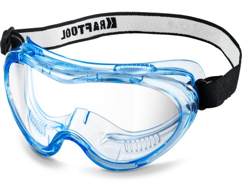 Защитные очки PANORAMA стекло из поликарбоната с покрытием от царапин и запотевания, обтюратор из PVC, непрямая вентиляция KRAFTOOL 11008_z01