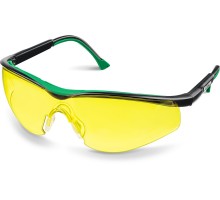 Защитные очки BASIC, открытого типа, желтые, стекло-моноблок с покрытием устойчивым к истиранию и запотеванию KRAFTOOL 110318