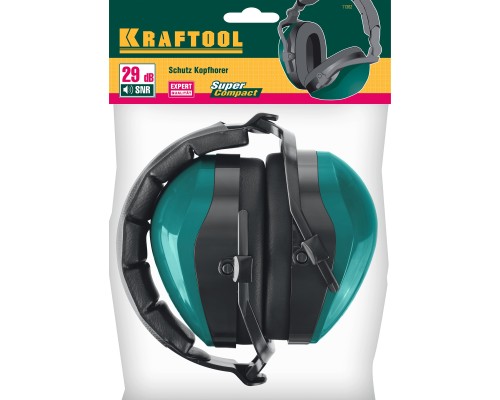 Защитные наушники со складным мягким оголовьем PROFI защита до 109 дБ, шарнирное крепление чашек KRAFTOOL 11362
