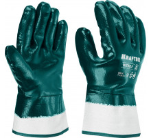 Перчатки HYKRAFT Heavy Duty-особопрочные, XL (10), с крагой, нитриловое покрытие, высокая защита от нефтепродуктов KRAFTOOL 11288-XL