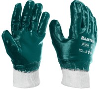 Перчатки HYKRAFT Heavy Duty-особопрочные, L, с манжетой, нитриловое покрытие, высокая защита от нефтепродуктов KRAFTOOL 11289-L