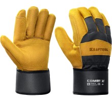 Комбинированные двухслойные спилковые перчатки с доп. слоем на ладони COMBI, XL (10) KRAFTOOL 11310-XL