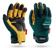 Увеличенные противоударные накладки PANZER р.L (9), профессиональные комбинированные перчатки, виброзащита KRAFTOOL 11298-L