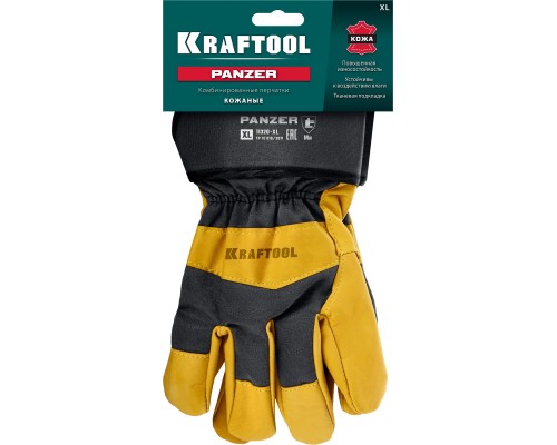 Комбинированные кожаные рабочие перчатки PANZER, XL (10) KRAFTOOL 11320-XL