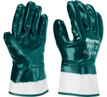 Перчатки HYKRAFT Heavy Duty-особопрочные, XL (10), с крагой, нитриловое покрытие, высокая защита от нефтепродуктов KRAFTOOL 11288-XL