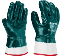 Перчатки HYKRAFT Heavy Duty-особопрочные, L (9), с крагой, нитриловое покрытие, высокая защита от нефтепродуктов KRAFTOOL 11288-L