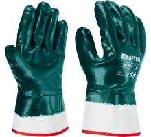 Перчатки HYKRAFT Heavy Duty-особопрочные, L (9), с крагой, нитриловое покрытие, высокая защита от нефтепродуктов KRAFTOOL 11288-L