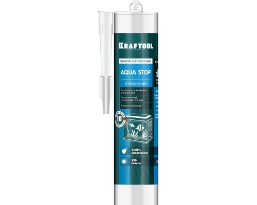 Стекольный силиконовый герметик Aqua stop, 300 мл, прозрачный KRAFTOOL 41256-2