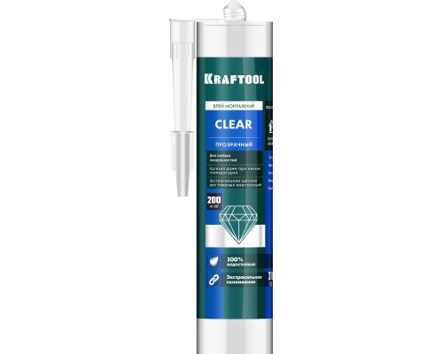 Суперсильный монтажный клей CLEAR, 310мл, прозрачный KRAFTOOL 41342