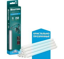 Клеевые стержни Cristal, 11x250 мм, 10 шт., кристально прозрачные KRAFTOOL 06846-10