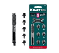 Ударный пробойник для кожи LPI-6 с набором насадок 1-6 мм KRAFTOOL 22951