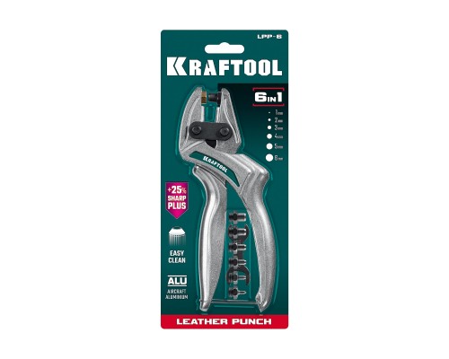 Мощный дырокол для кожи LPP-6 с набором насадок 1-6 мм KRAFTOOL 22952