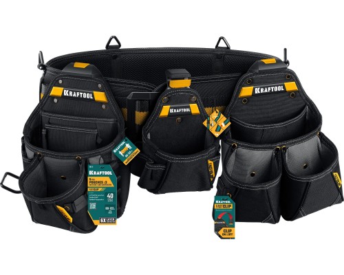 Пояс монтажника KBS-4 в комплекте: пояс монтажника и 3 сумки KRAFTOOL 38760-4