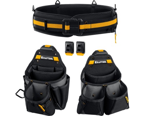 Пояс монтажника KBS-3L в комплекте: пояс монтажника и 2 большие сумки KRAFTOOL 38761