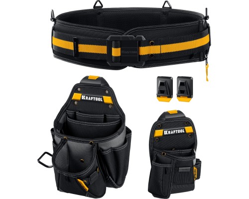 Пояс монтажника KBS-3 в комплекте: пояс монтажника, большая сумка, малая сумка KRAFTOOL 38762