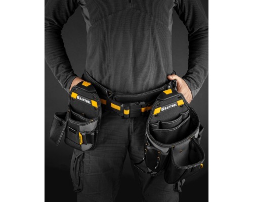 Пояс монтажника KBS-3 в комплекте: пояс монтажника, большая сумка, малая сумка KRAFTOOL 38762