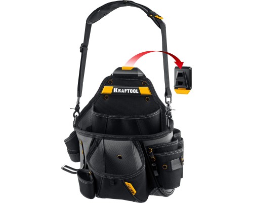 Поясная сумка KPB-20 с быстросъемным креплением FastClip, плечевой ремень, 20 карманов и петель, 320x310 мм KRAFTOOL 38767