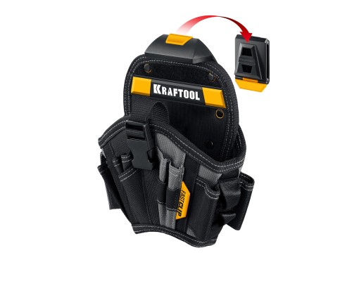 Кобура для шуруповерта KH-17 большая, с быстросъемным креплением, FastClip, 17 карманов и петель KRAFTOOL 38768