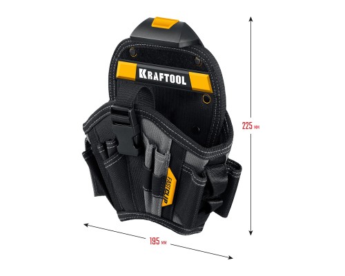 Кобура для шуруповерта KH-17 большая, с быстросъемным креплением, FastClip, 17 карманов и петель KRAFTOOL 38768