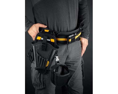 Кобура для шуруповерта KH-5 с дополнительным съемным карманом, с быстросъемным креплением FastClip, 5 отделений для сверл и бит KRAFTOOL 38769