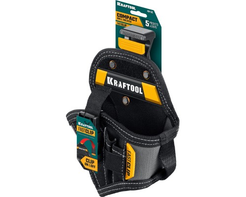 Кобура для компактного шуруповерта KH-5C с быстросъемным креплением FastClip, 5 карманов и петель KRAFTOOL 38770