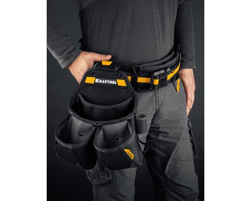 Поясная сумка KP-15 с быстросъемным креплением FastClip, 15 карманов и петель, 350x320 мм KRAFTOOL 38771