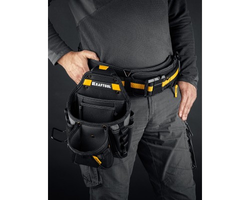 Поясная сумка KP-27 с быстросъемным креплением FastClip, 27 карманов и петли, 350x260 мм KRAFTOOL 38773