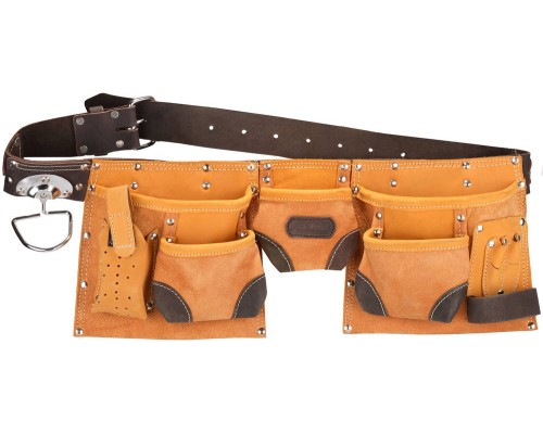 Пояс для инструментов с 9 карманами натуральная кожа KRAFTOOL 1-38520