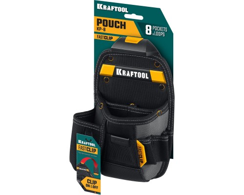 Поясная сумка KP-8 с быстросъемным креплением FastClip, 8 карманов и петель, 170x260 мм KRAFTOOL 38776