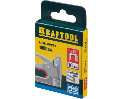 Скобы для степлера тип 53 (A/10/JT21) 10 мм, 1000 шт., калибр 23GA KRAFTOOL 31670-10