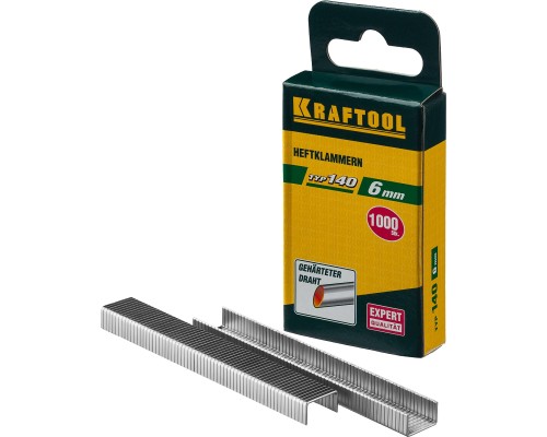 Скобы для степлера тип 140 (G/11/57) 6 мм, 1000 шт., калибр 20GA KRAFTOOL 31680-06