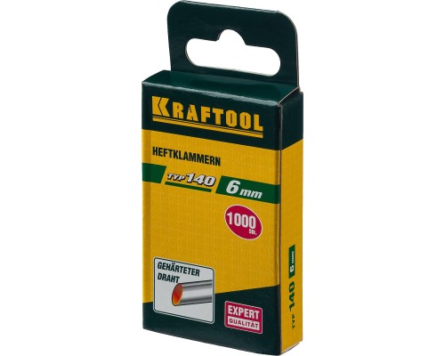 Скобы для степлера тип 140 (G/11/57) 6 мм, 1000 шт., калибр 20GA KRAFTOOL 31680-06