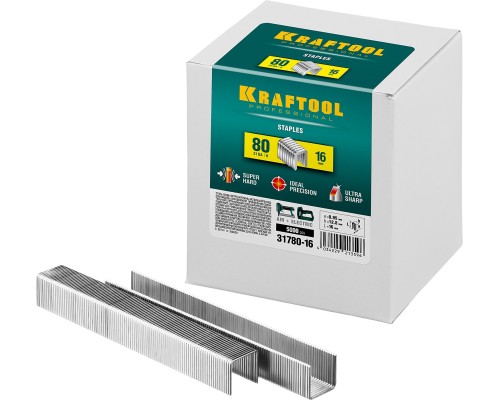 Скобы для степлера тип 21GA (80/Pr A/Senco AT) 16 мм, 5000 шт. KRAFTOOL 31780-16