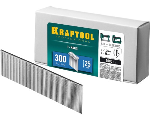 Гвозди для нейлера тип 18GA (47/300/F) 25 мм, 5000 шт. KRAFTOOL 31785-25