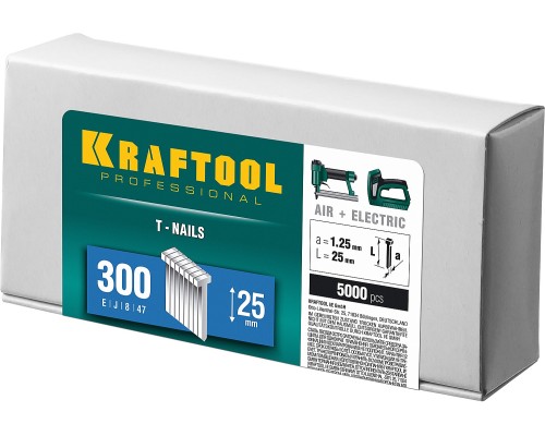 Гвозди для нейлера тип 18GA (47/300/F) 25 мм, 5000 шт. KRAFTOOL 31785-25