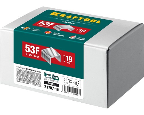 Скобы для степлера (31787-19) тип 20GA (53F/D/056) 19 мм, 5000 шт. KRAFTOOL 31787-19