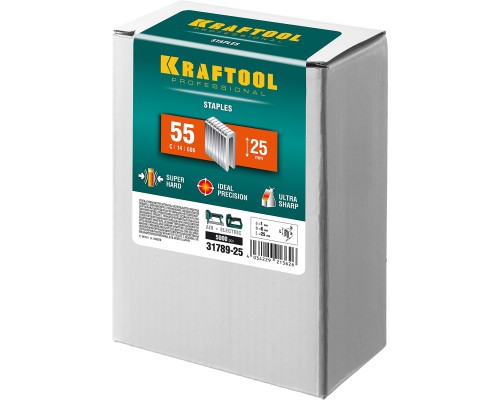 Скобы для степлера тип 18GA (55/90/C) 25 мм, 5000 шт. KRAFTOOL 31789-25