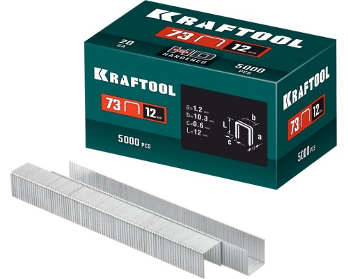 Скобы для плайера 12 мм, тип 73, 5000 шт. KRAFTOOL 31773-12