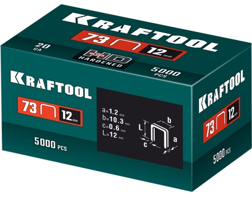 Скобы для плайера 12 мм, тип 73, 5000 шт. KRAFTOOL 31773-12