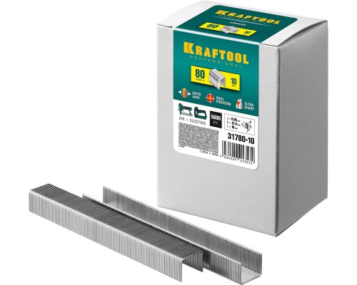 Скобы для степлера тип 21GA (80/Pr A/Senco AT) 10 мм, 5000 шт. KRAFTOOL 31780-10
