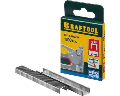 Скобы для степлера узкие, тип 53 (A/10/JT21) 23GA 18 мм, 1000 шт. KRAFTOOL 31670-18