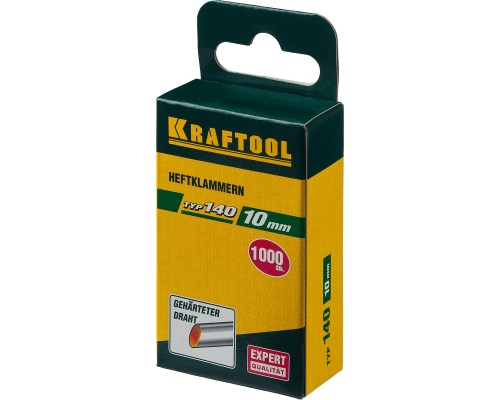 Скобы для степлера тип 140 (G/11/57) 10 мм, 1000 шт., калибр 20GA KRAFTOOL 31680-10