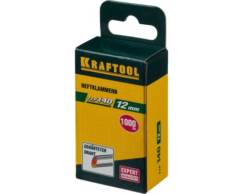 Скобы для степлера тип 140 (G/11/57) 12 мм, 1000 шт., калибр 20GA KRAFTOOL 31680-12